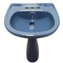 Mexican Talavera Pedestal Sink Blue Colonial Cato